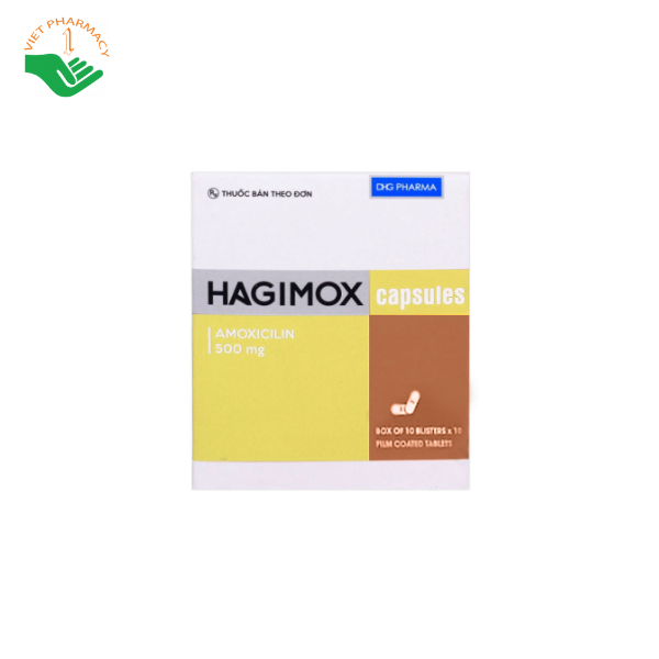 Thuốc Hagimox Capsules 500mg (Vàng - nâu)